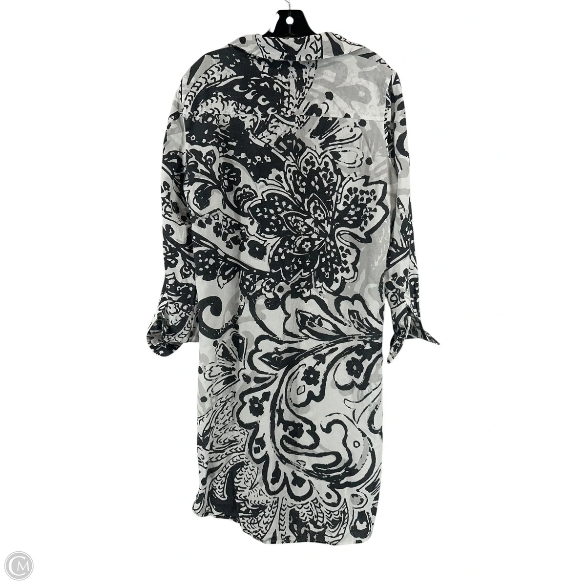 Dress Casual Midi By Chicos In Grey & White, Size: 2