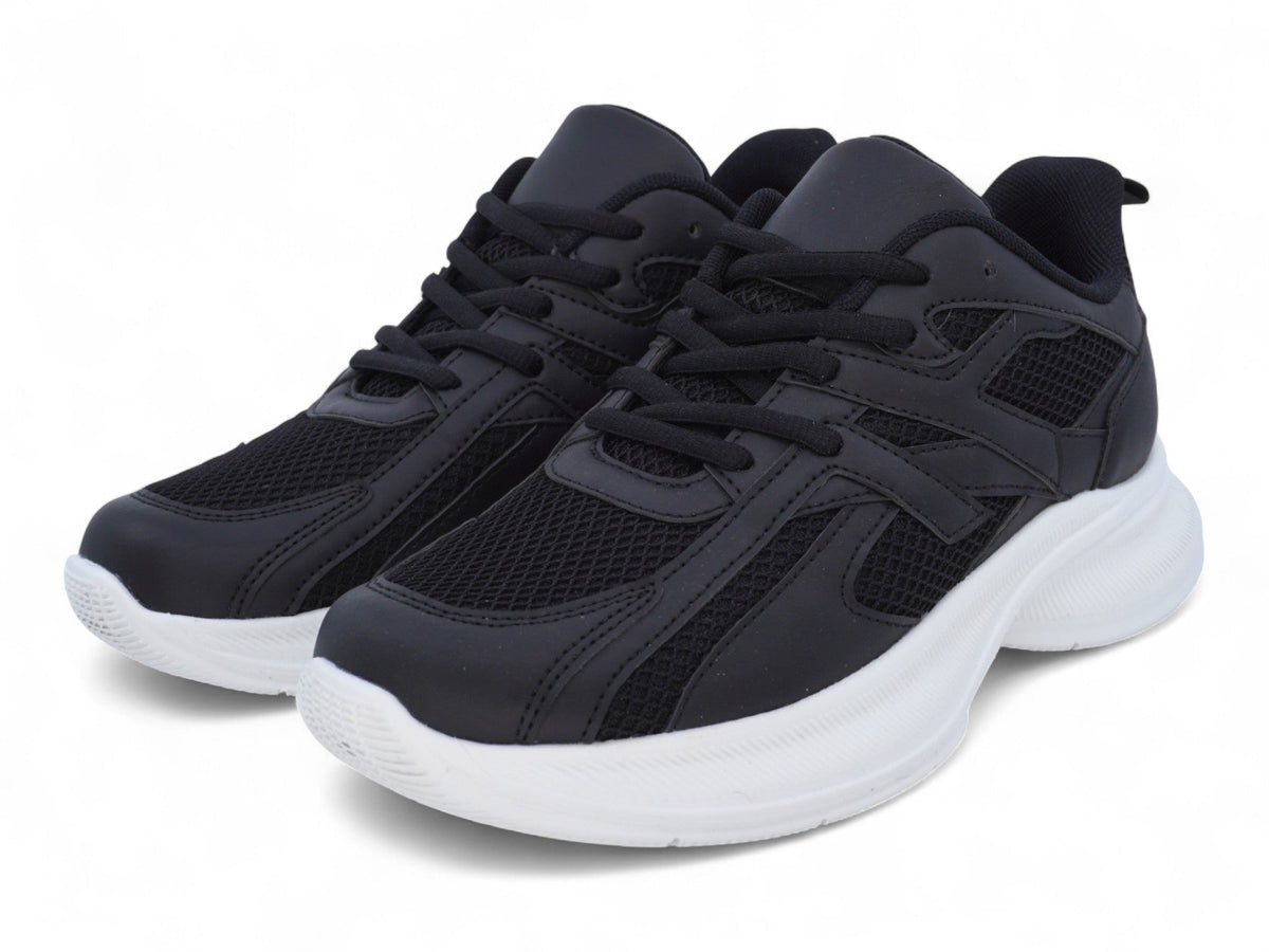 Women`s Black Mesh & Vegan Leather Sport Sneaker