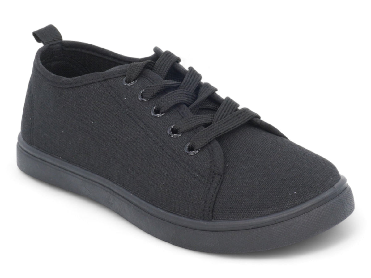 Women`s Black Lace Up Canvas Sneaker