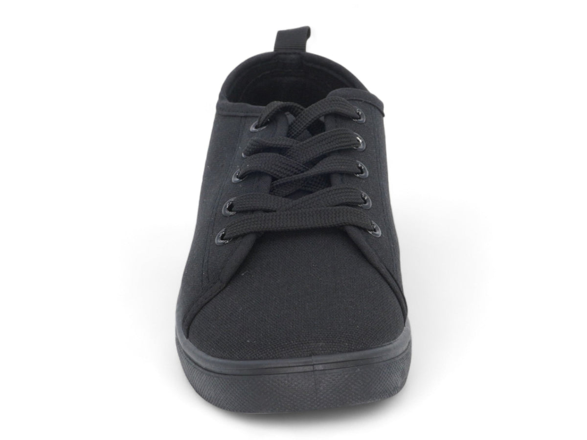 Women`s Black Lace Up Canvas Sneaker