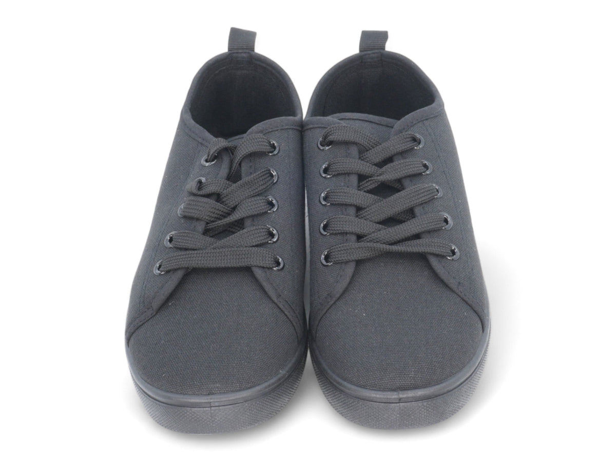 Women`s Black Lace Up Canvas Sneaker